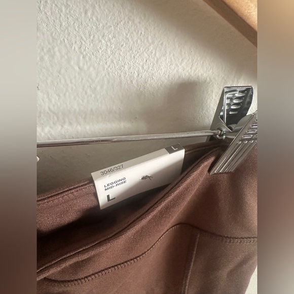 ZARA Chocolate Mid-Rise Leggings H&M SIZE LARGE 8 10 Basics Everyday Fitted Seam - Picture 4 of 6